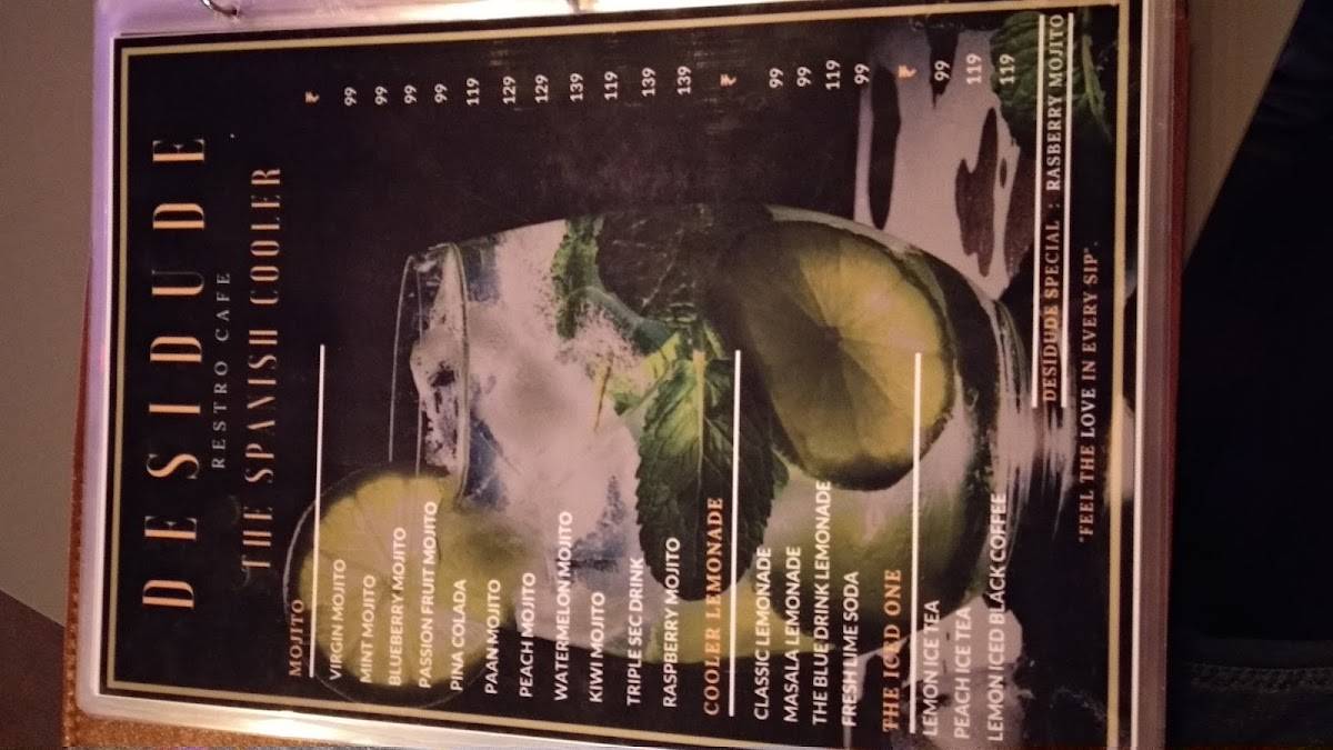 Desidude Restro Cafe menu