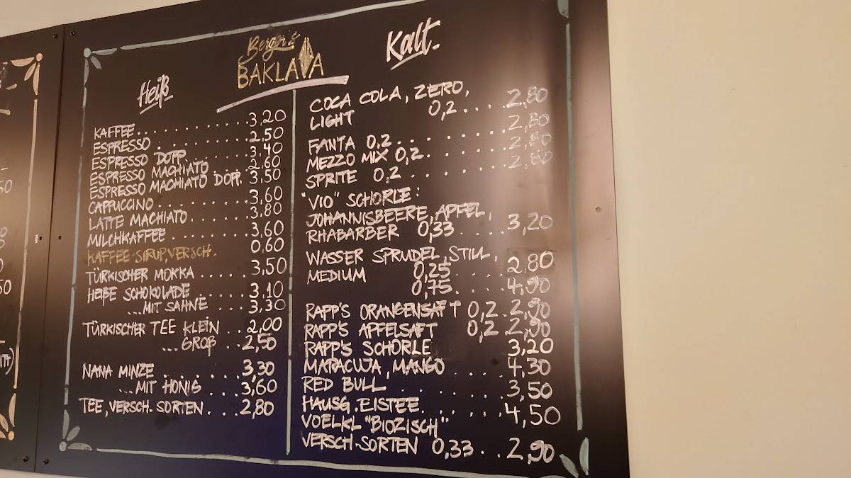 Speisekarte von Berger’s BAKLAVA nachtisch, Frankfurt am Main