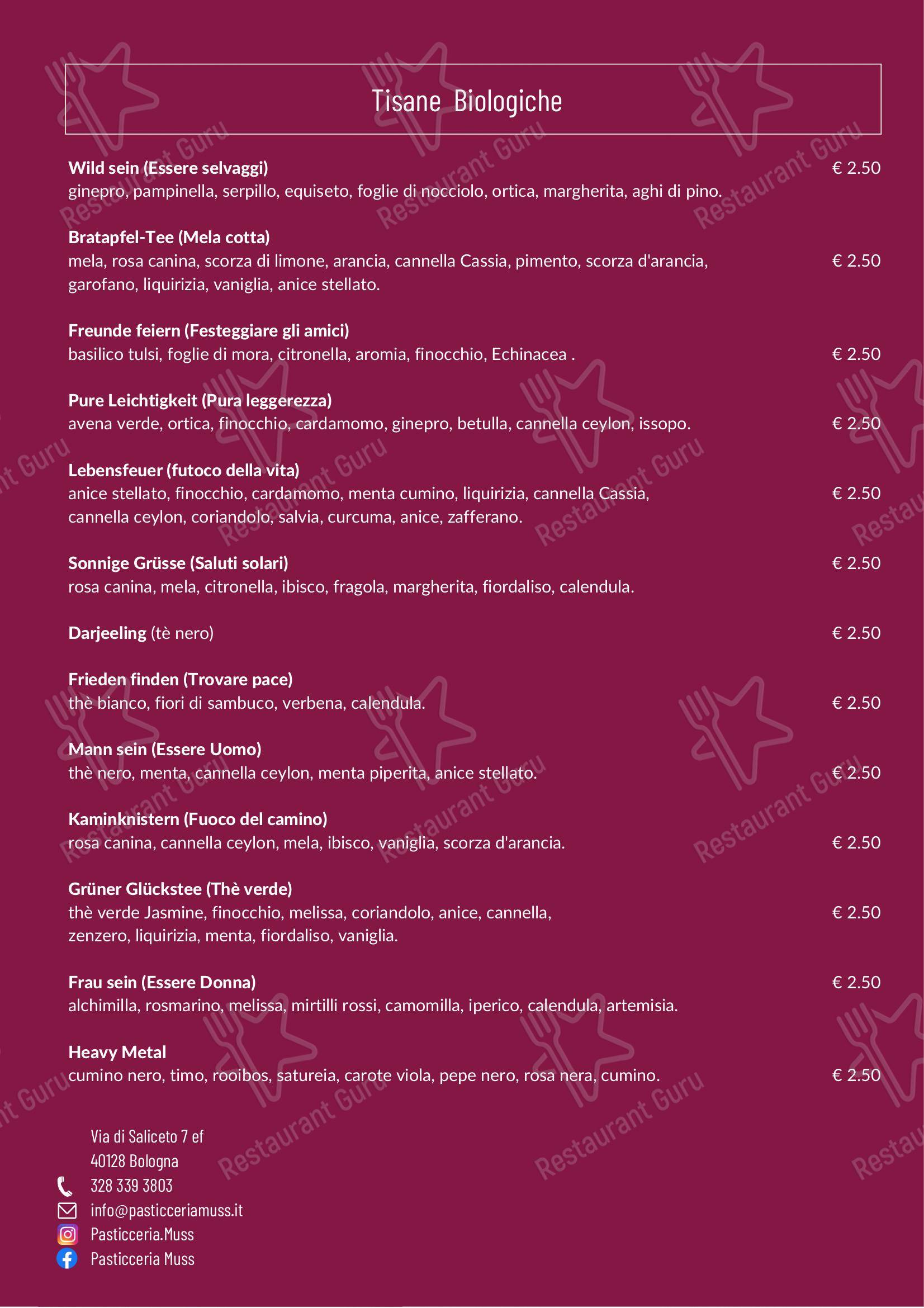 Pasticceria Muss in Bologna - Menu