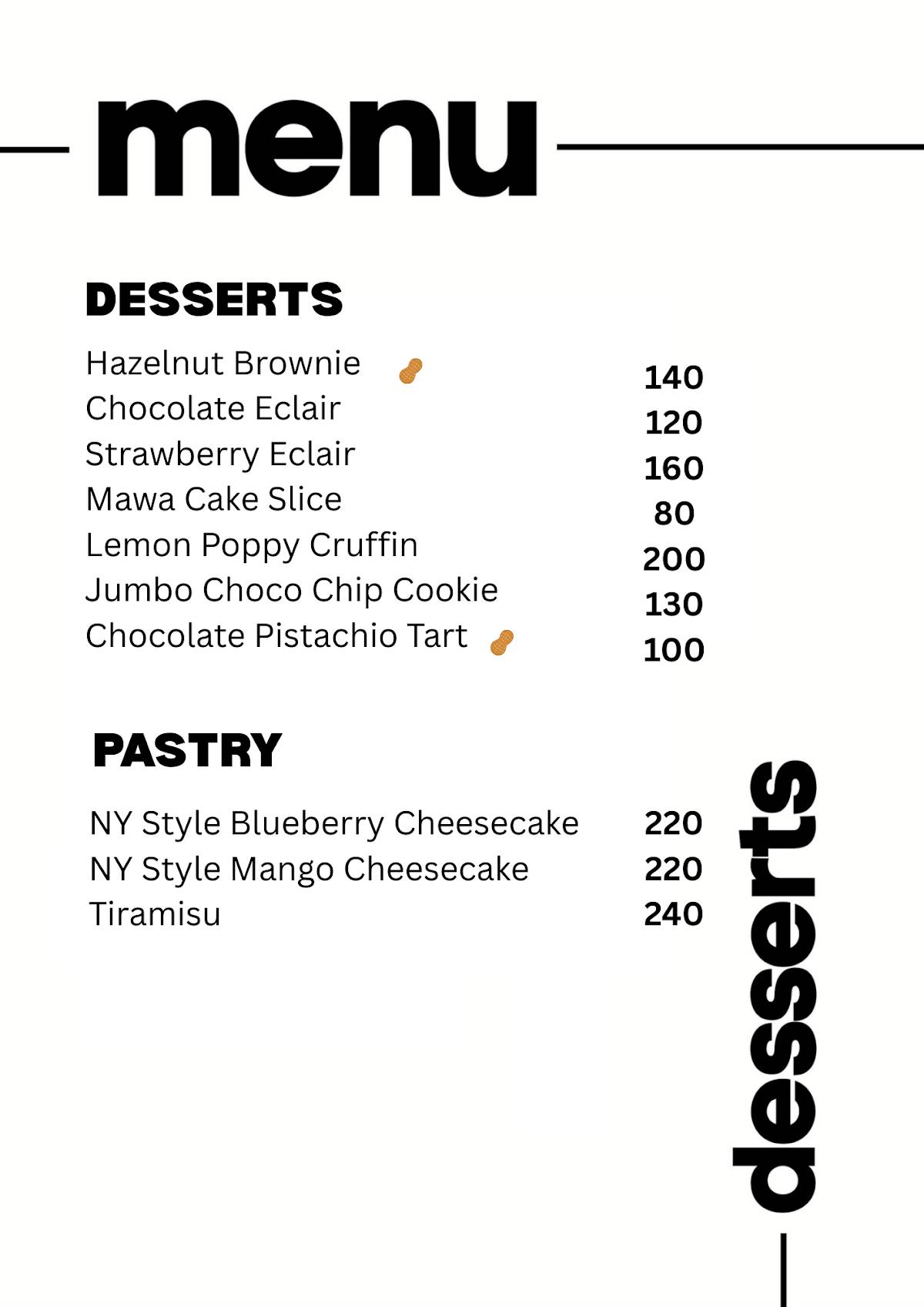 Relish Patisserie menu