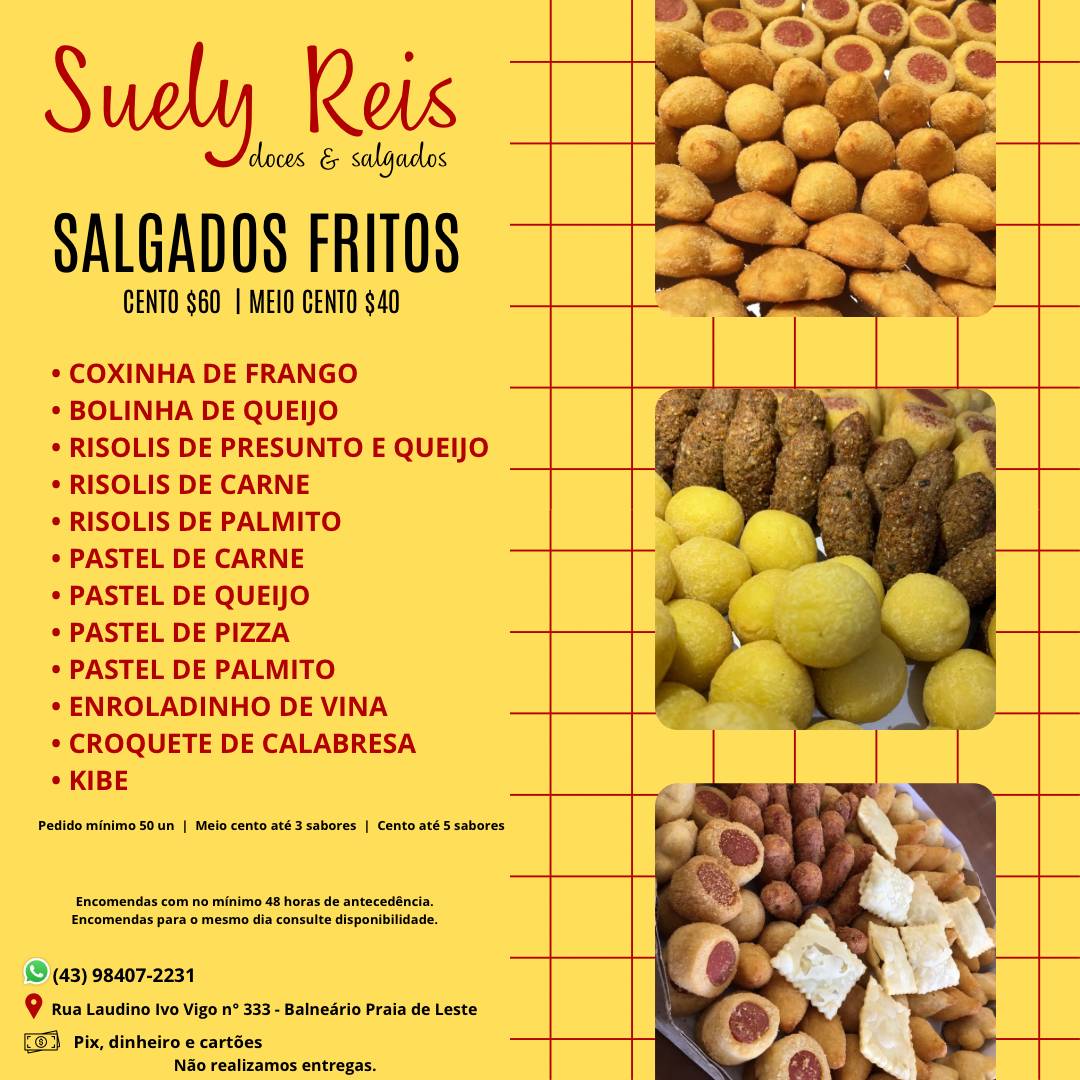 Suely Reis doces e salgados cardápio