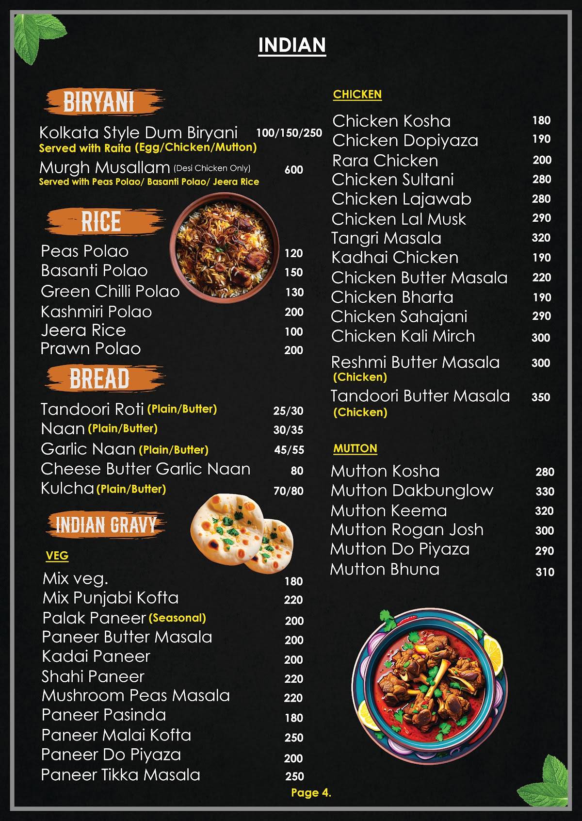 Diamond Cafe & Restaurant menu