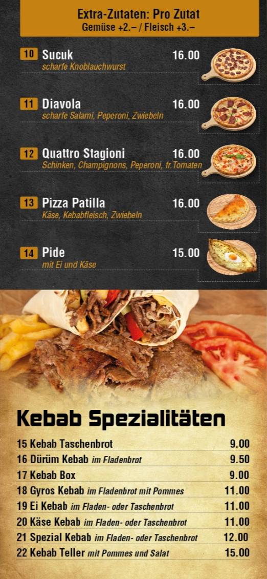 Menu di Bahnhof Pizza Kebap Pasta 