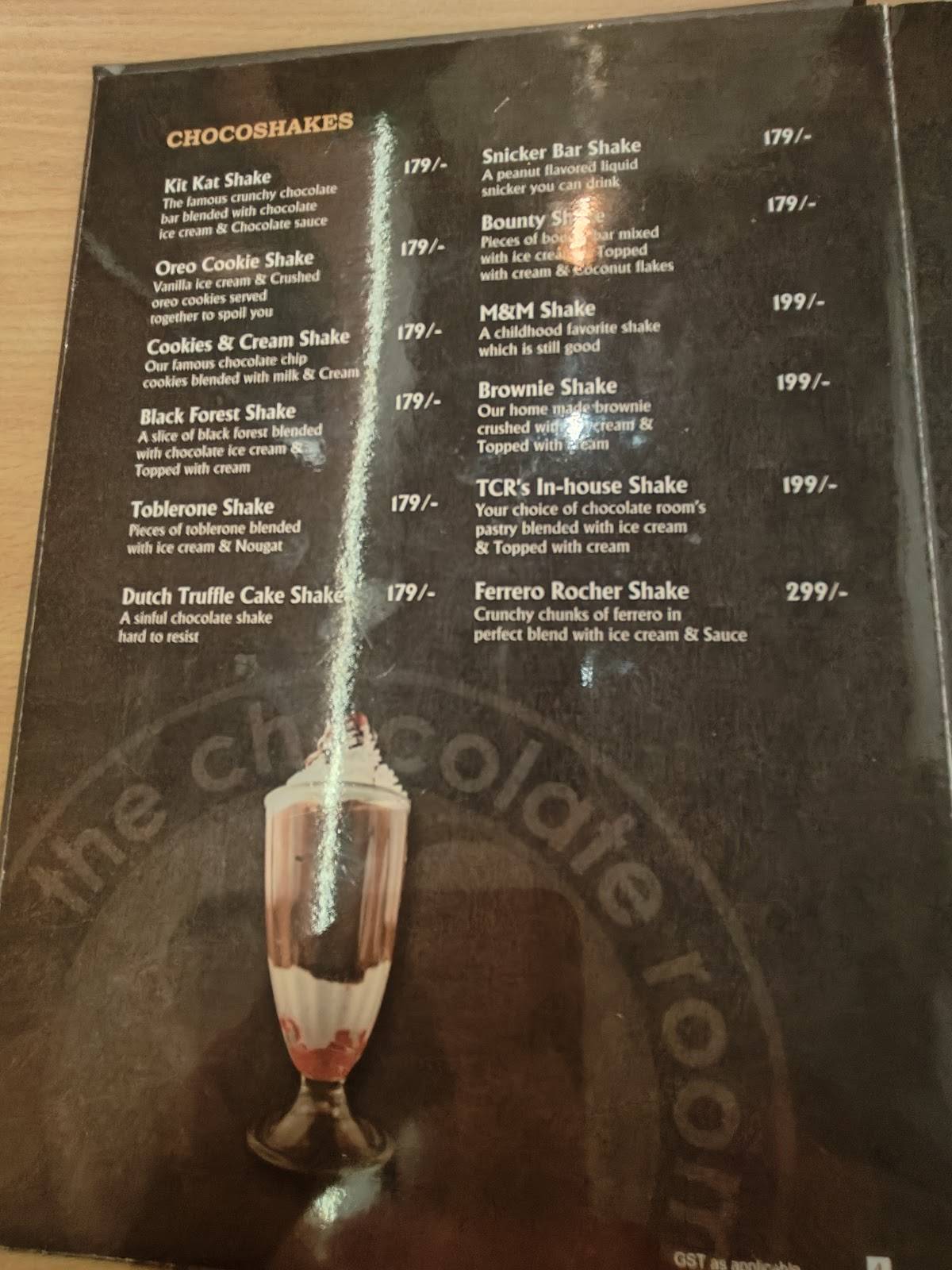The Chocolate Room Dimapur menu