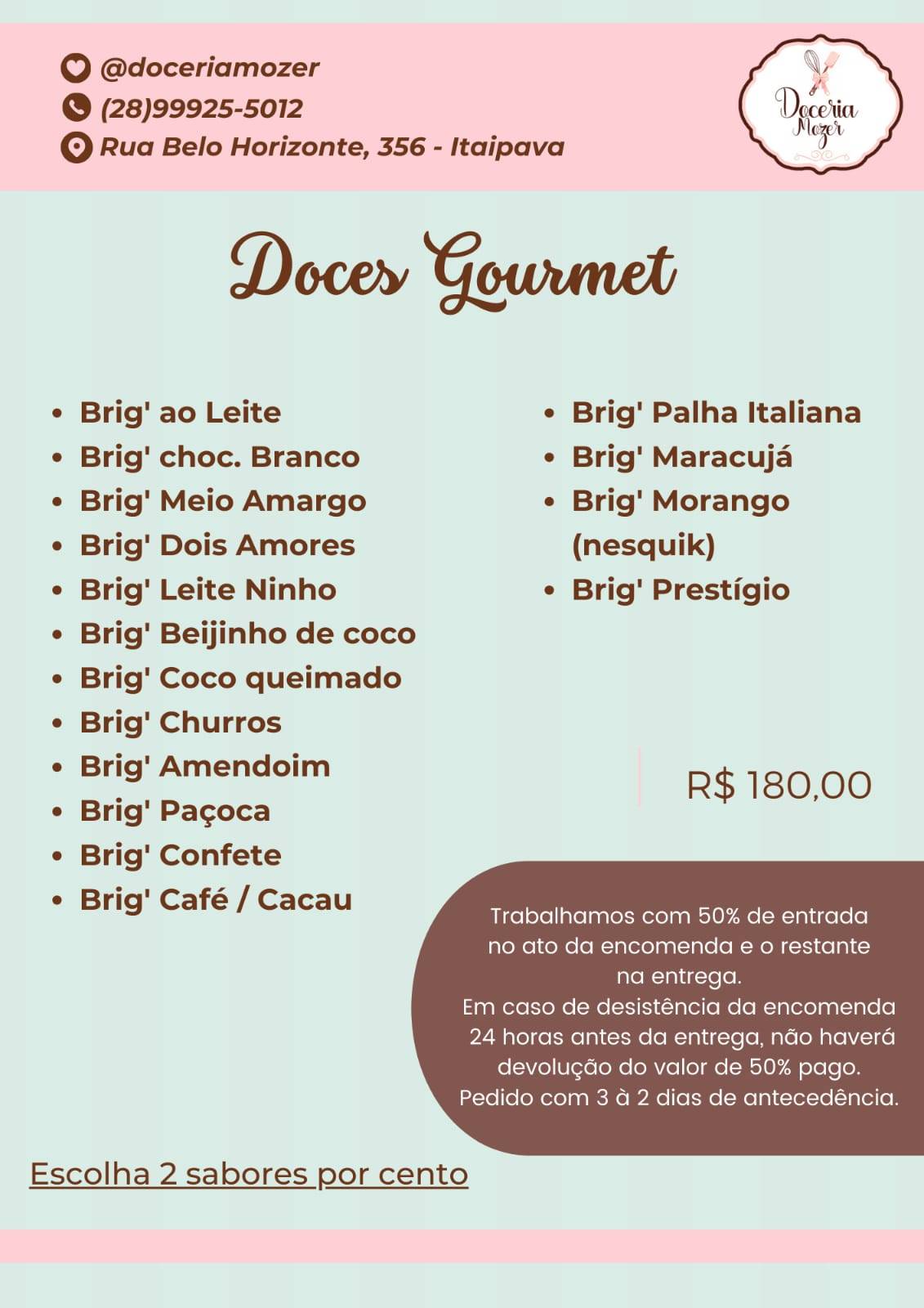 Menu em Doceria Mozer restaurante, Itaipava