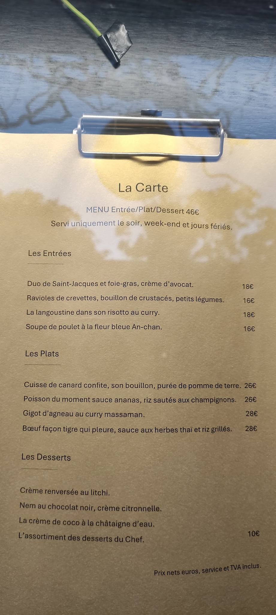 Menu de Dok Boua