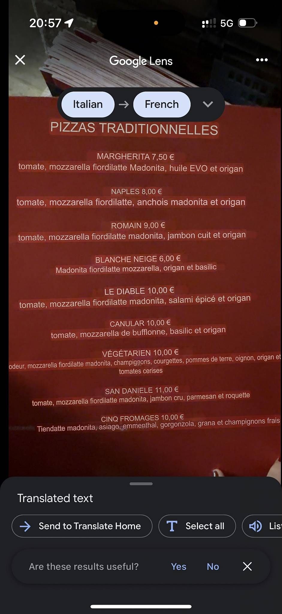 Menu di Dolce Rosso Pizza 