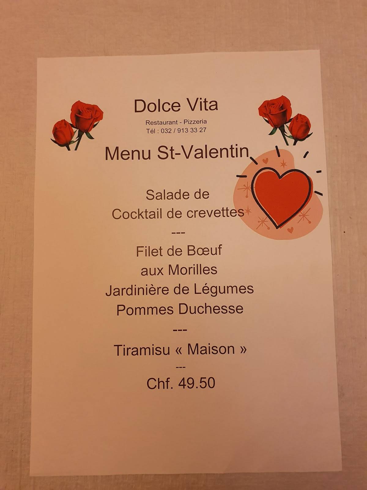 Menu di Dolce Vita 