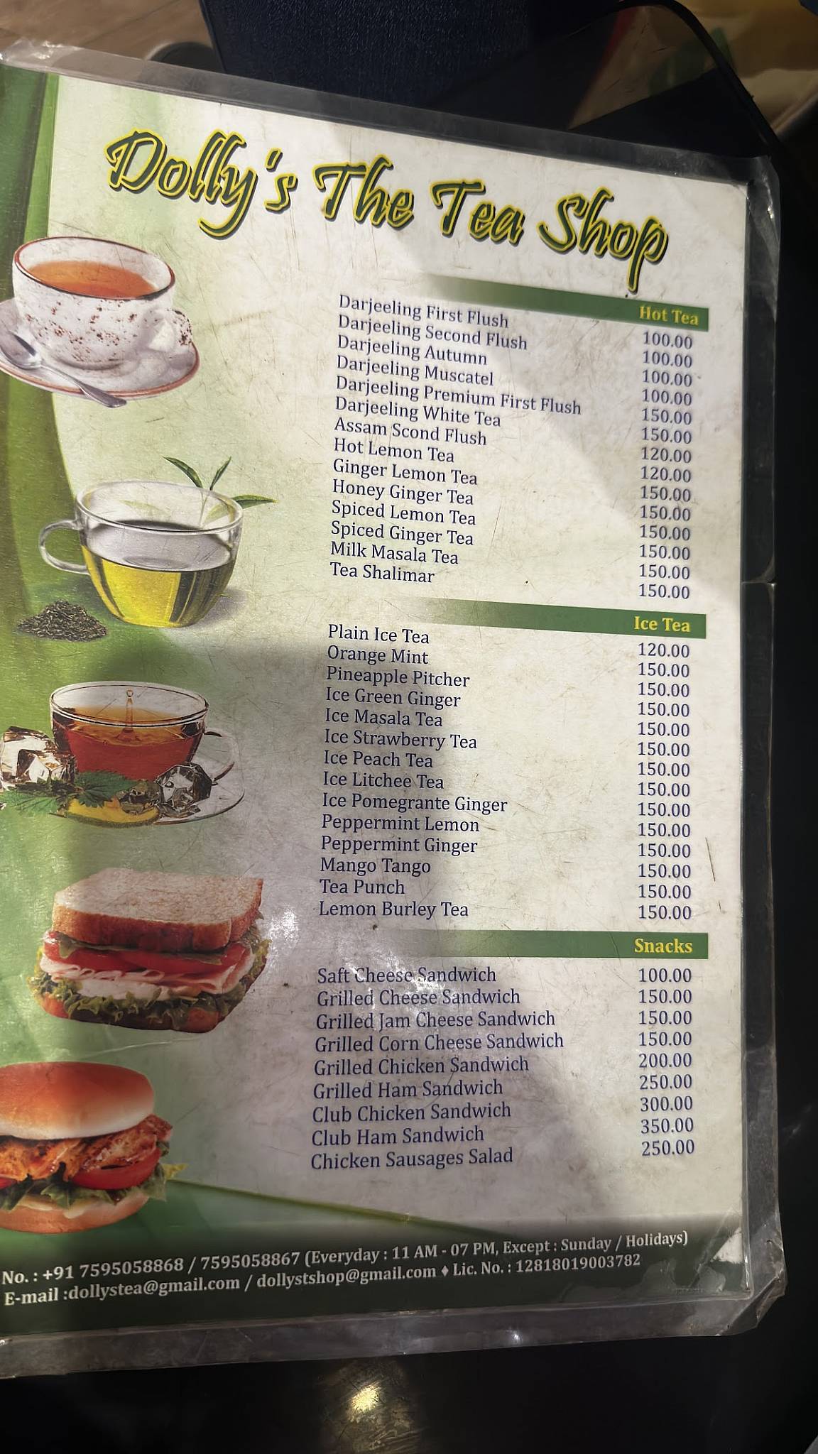 Dolly's The Tea Shop menu