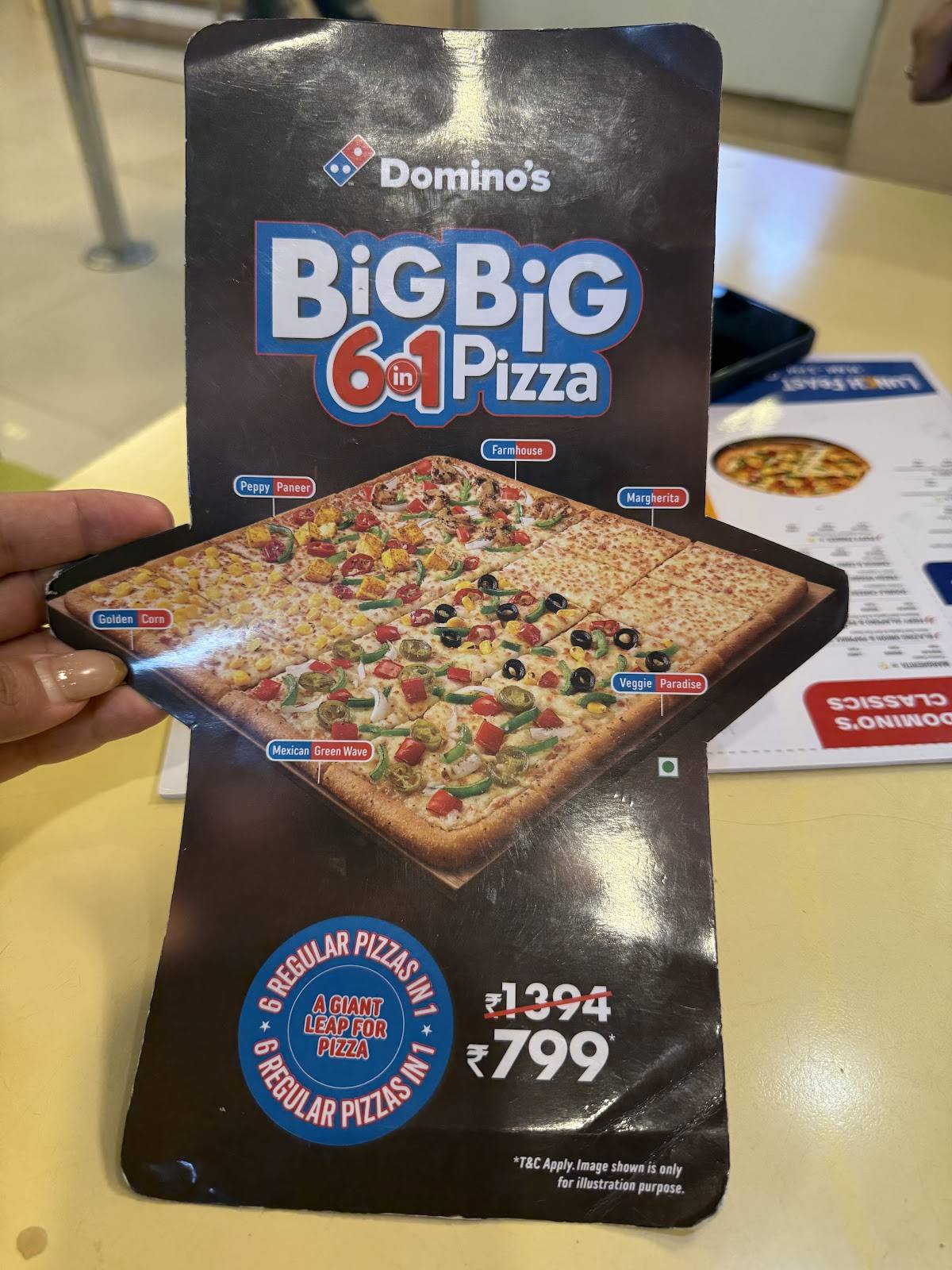 Domino's Pizza AMR Mall, Katra menu