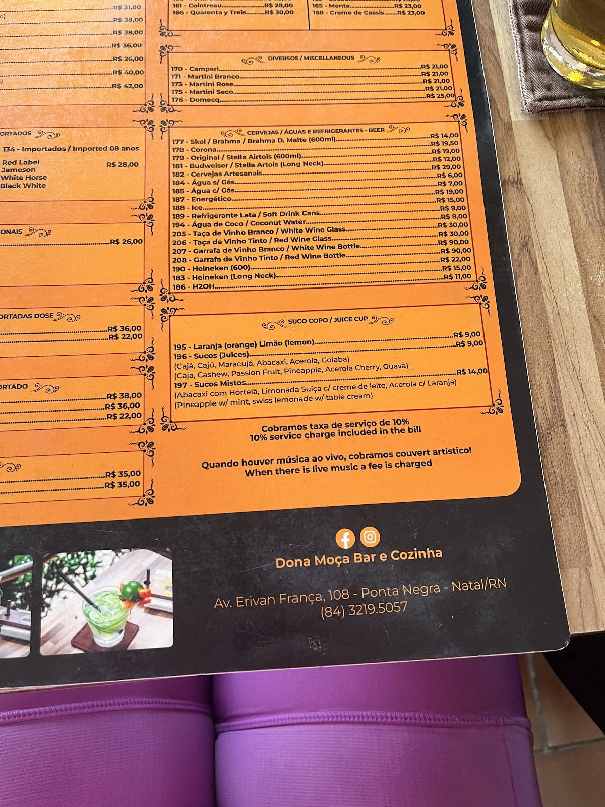 Dona Moça Bar e Cozinha cardápio