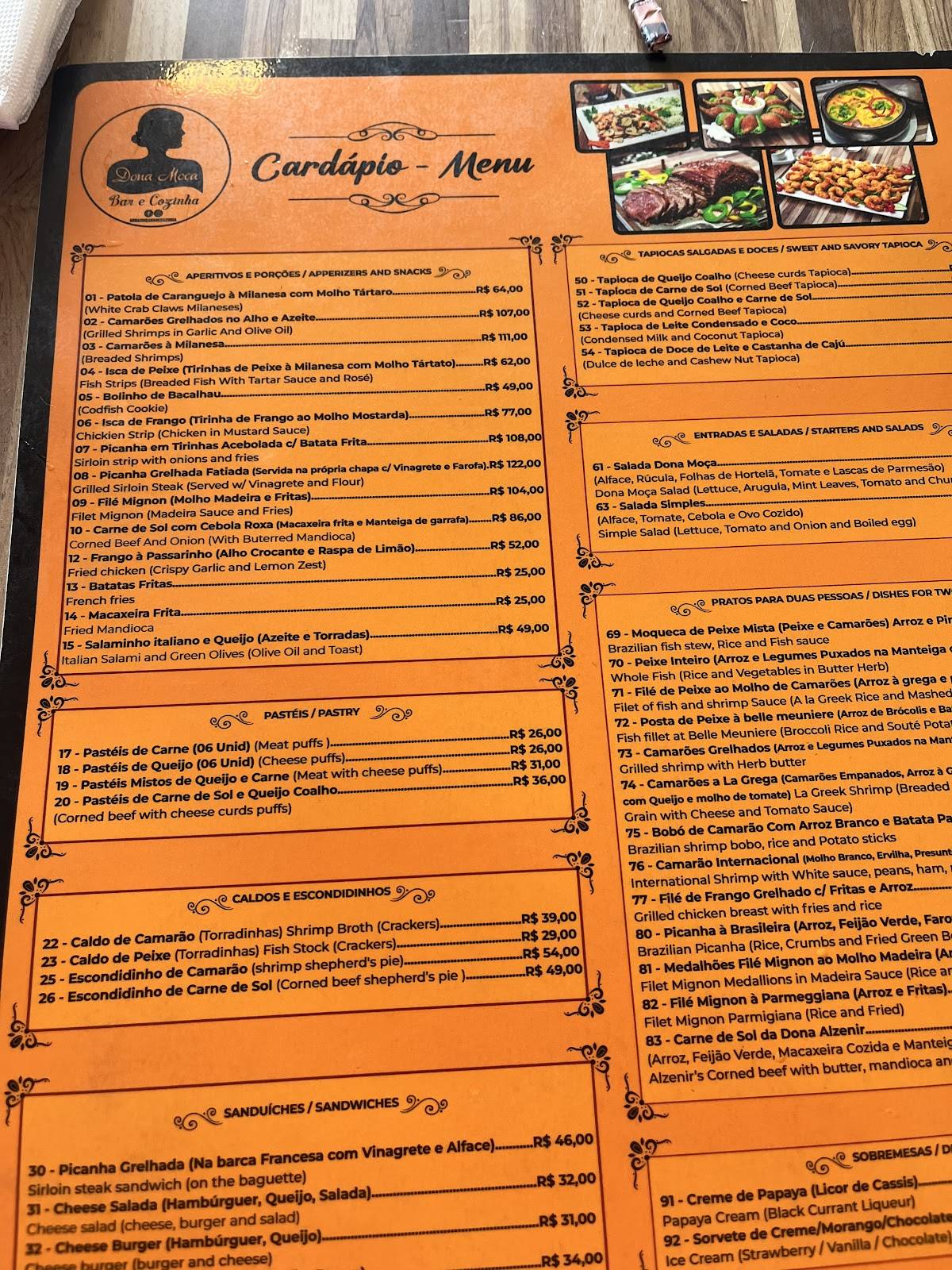 Dona Moça Bar e Cozinha cardápio