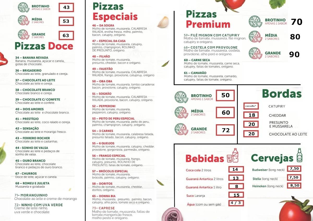 Donna Bia Pizzas cardápio