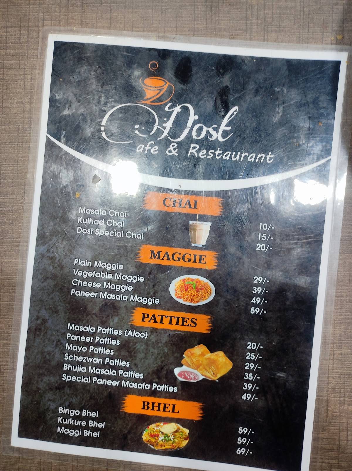 Dost cafe & restaurant menu