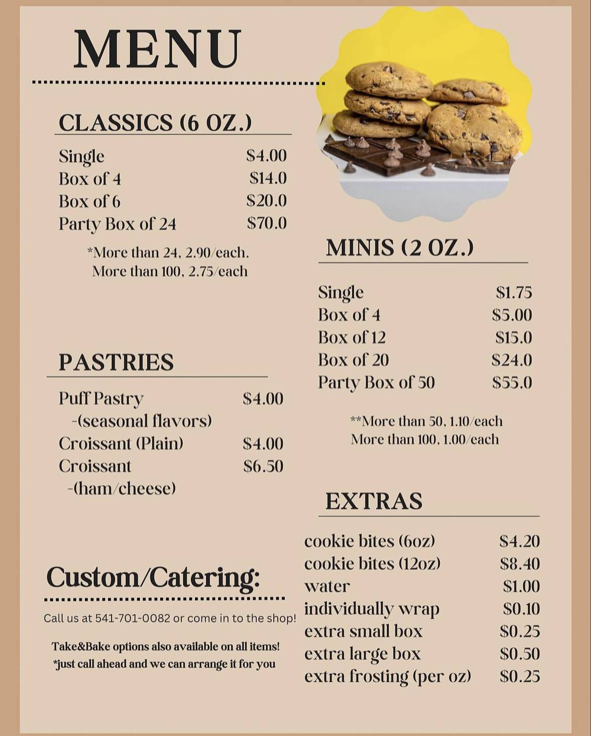 Menu at Dough Cookies, Hermiston