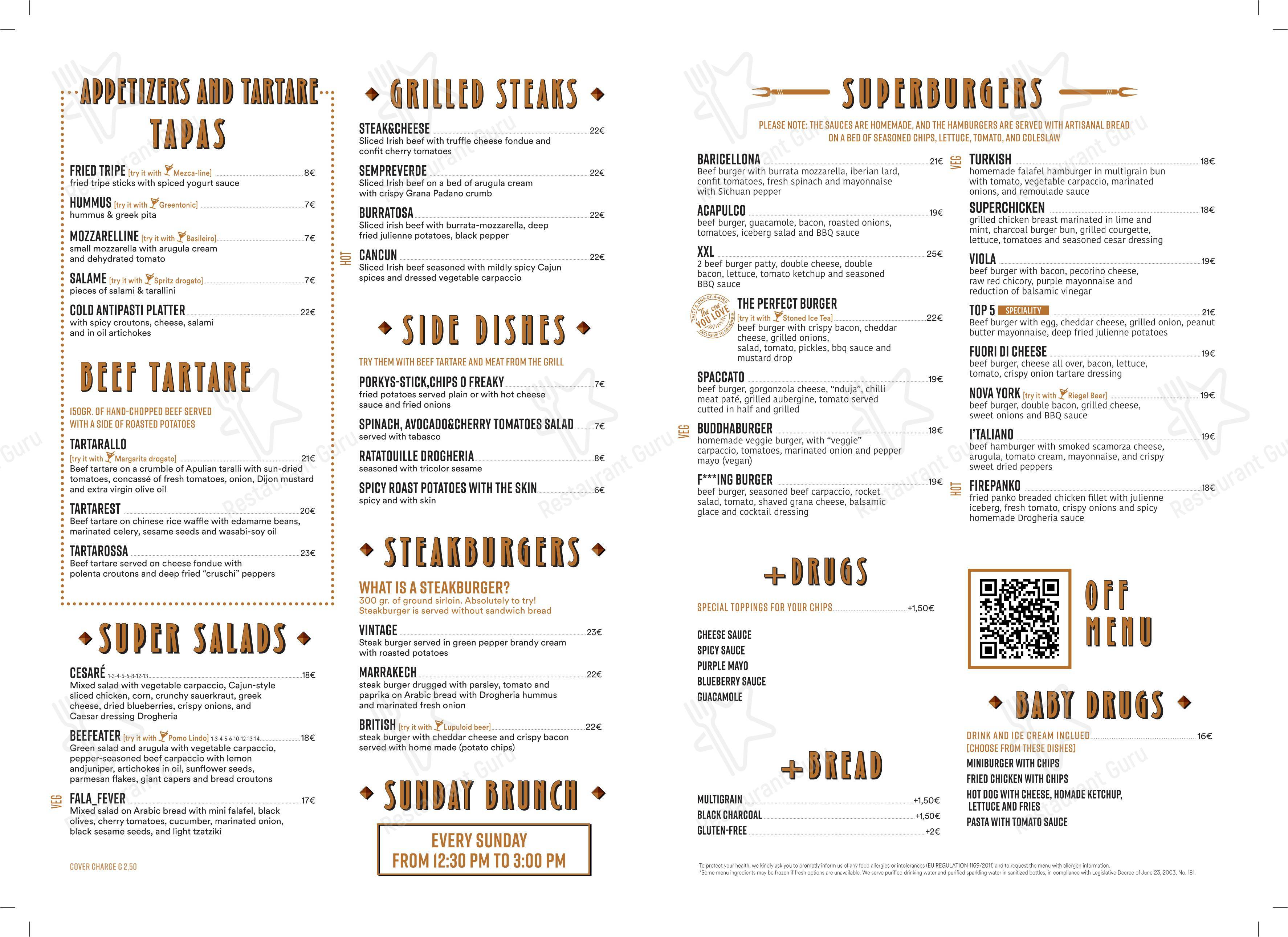 Menu di Drogheria Italian Hamburgheria - Menu