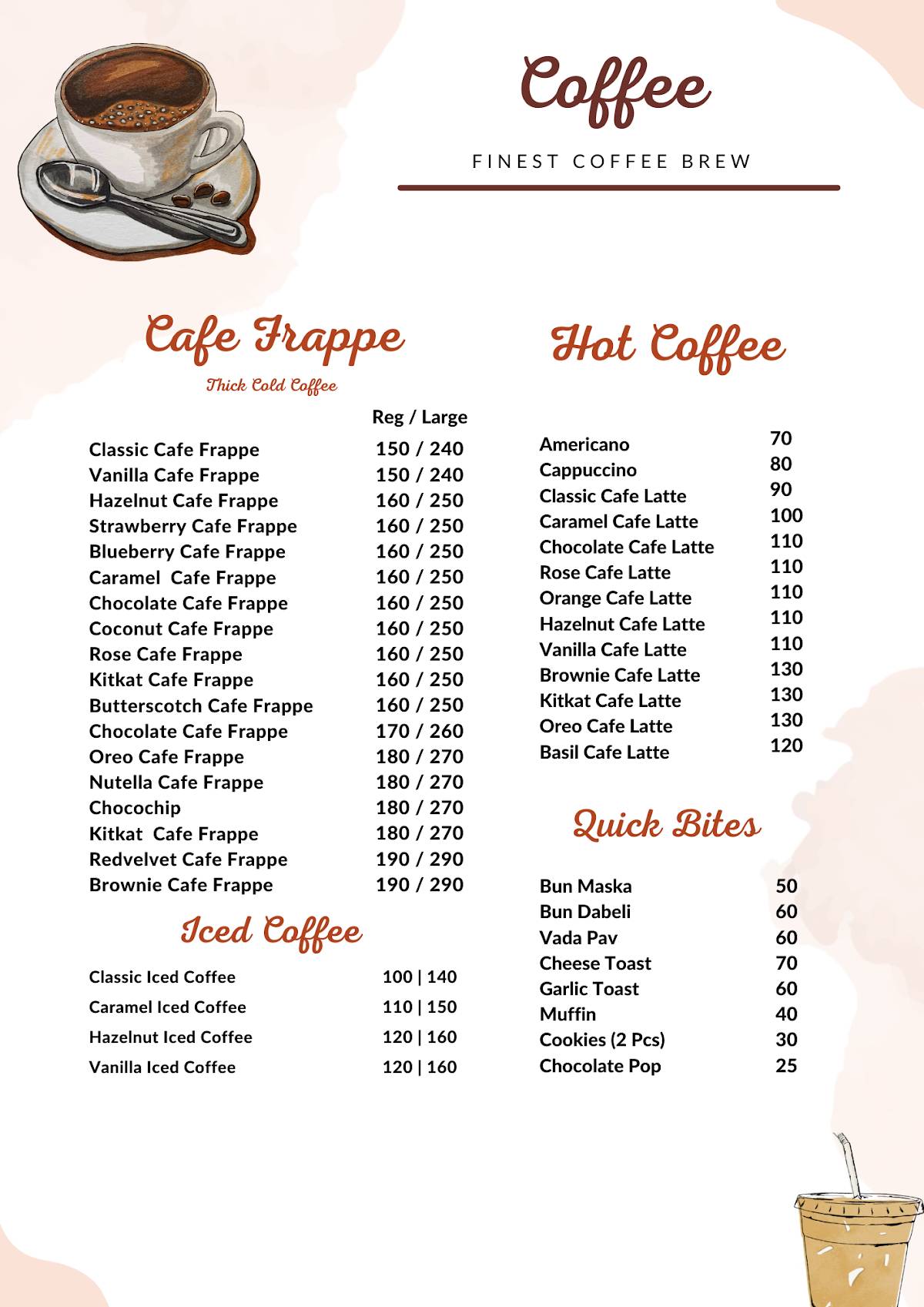 Dr's Cafe menu