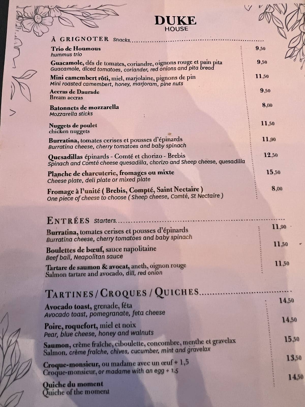 Menu de Duke