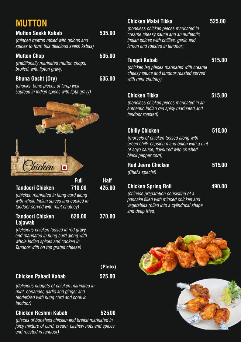 Dwarka Garden Restaurant menu