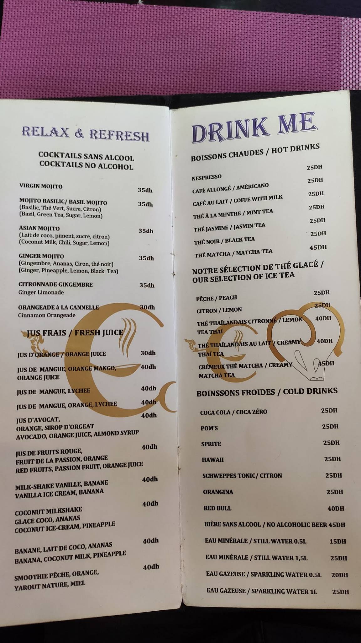 Menu de EAT ME MARRAKECH