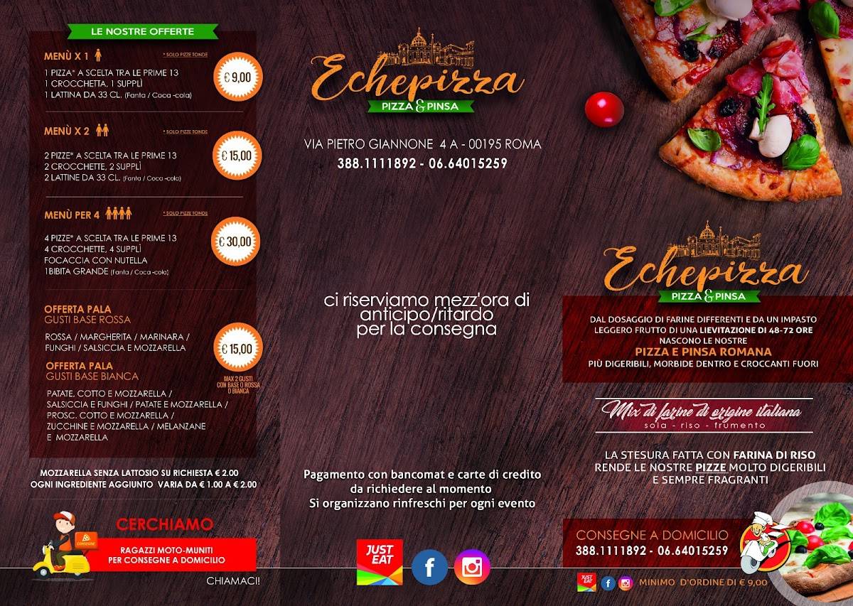 Menu di Echepizza 