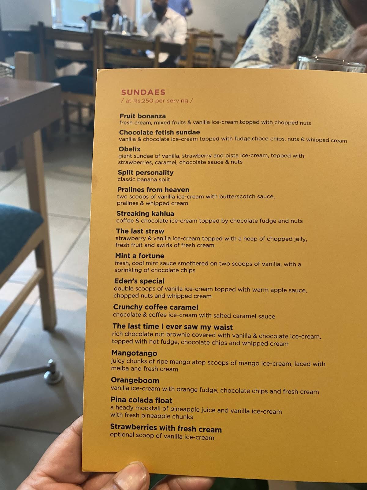 Eden Vegetarian menu