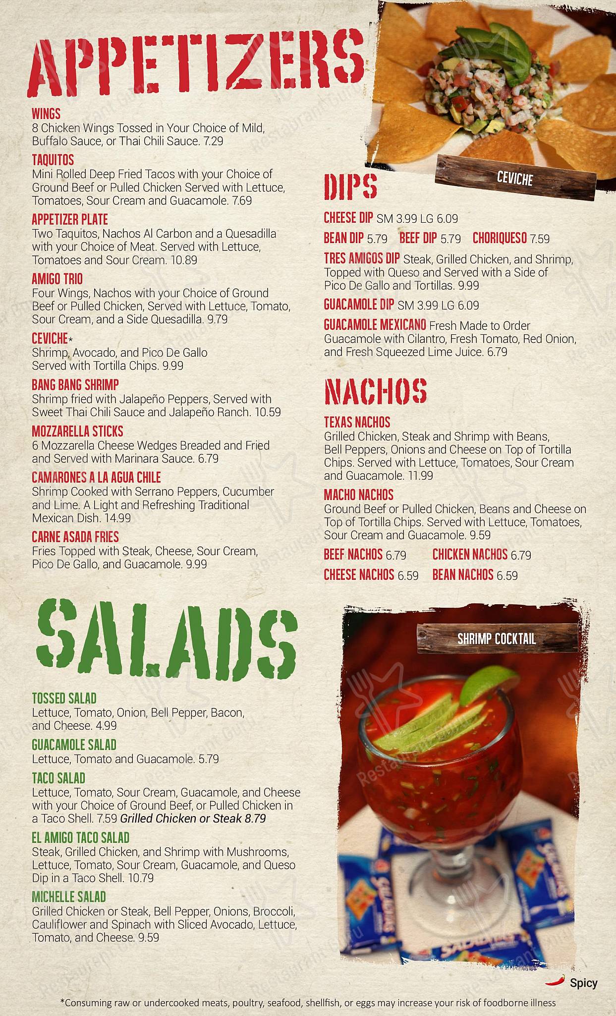 Menu at El Amigo Mexican Restaurant, Milledgeville