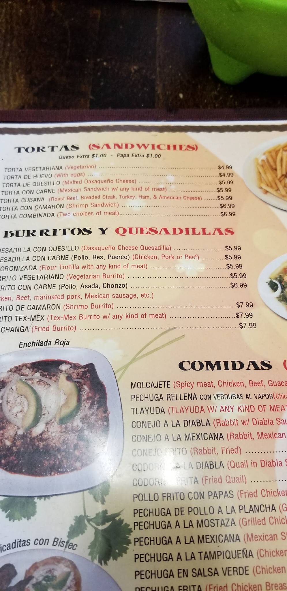Menu at El Oaxaqueño 2 restaurant, New Brunswick