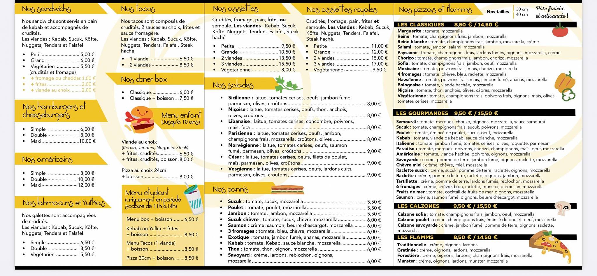 Menu de El Paradiso