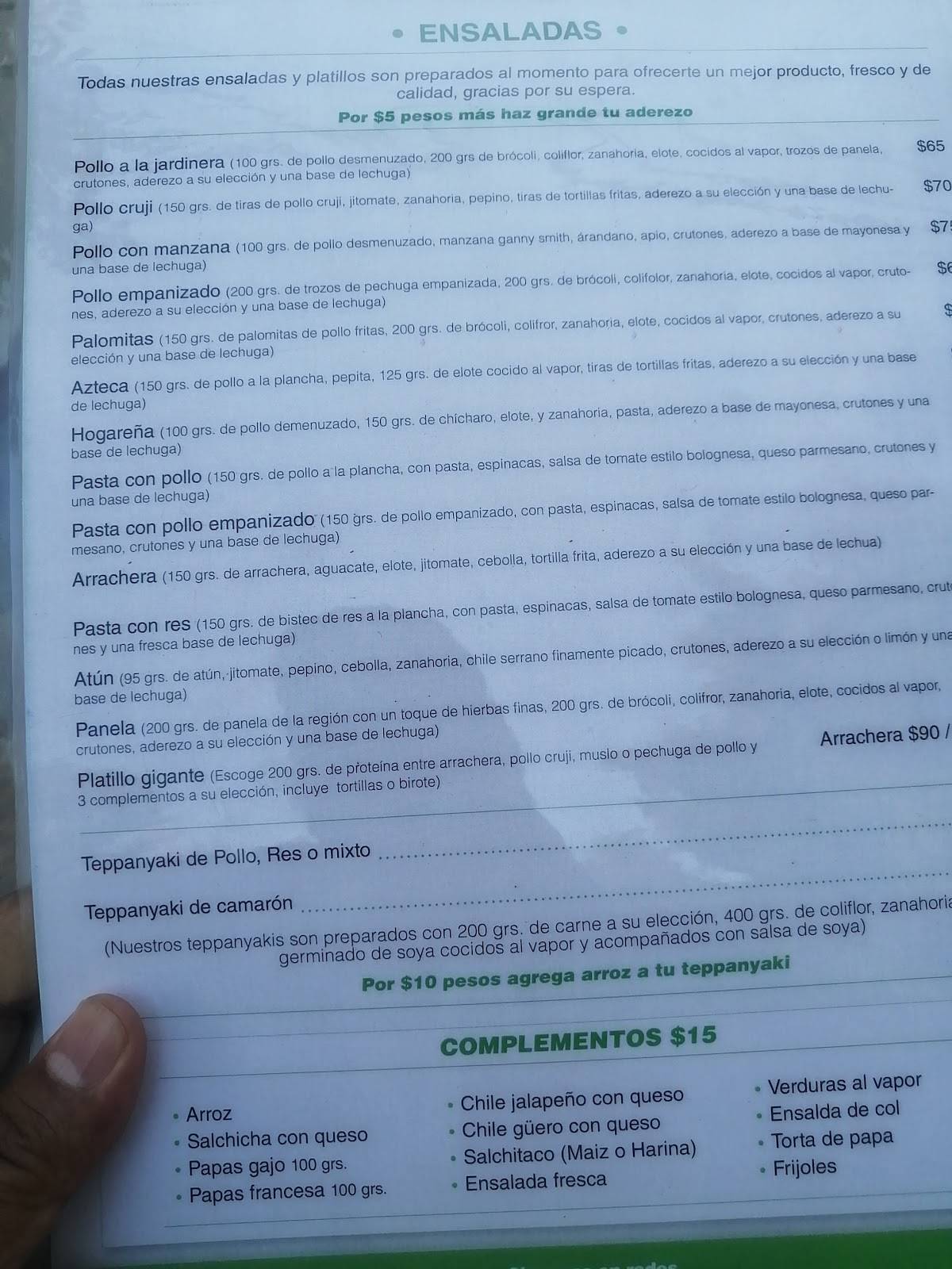 Menu at El Pollo Gigante restaurant, Guadalajara