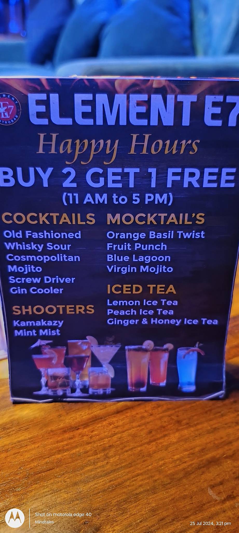 Element E7 Resto Bar menu