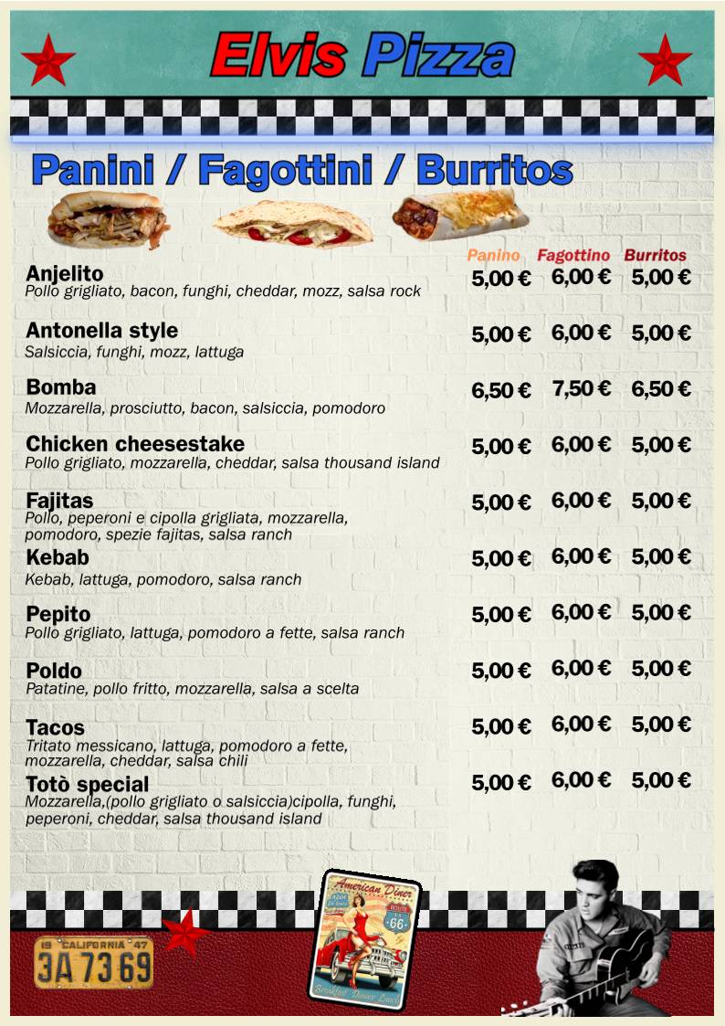 Menu di Elvis Pizza di Angelo Giambanco 