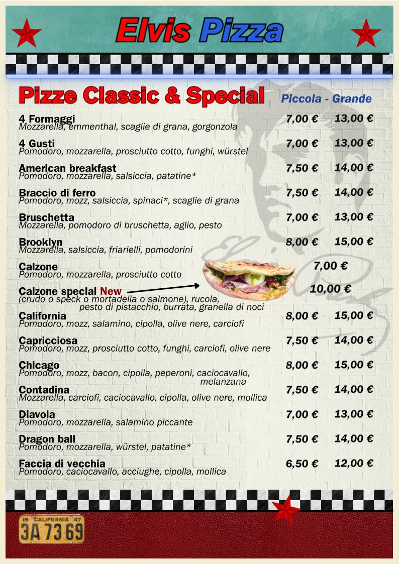 Menu di Elvis Pizza di Angelo Giambanco 