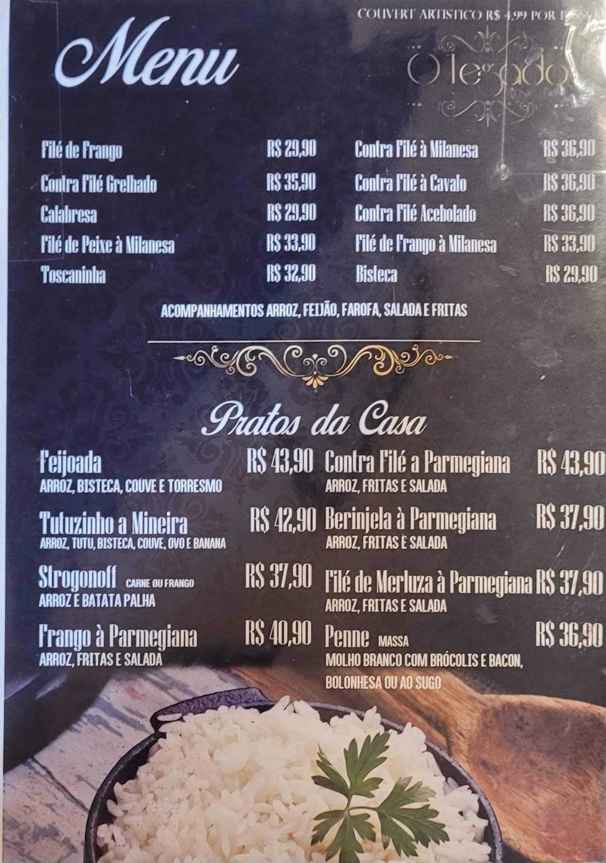 O Legado Restaurante cardápio