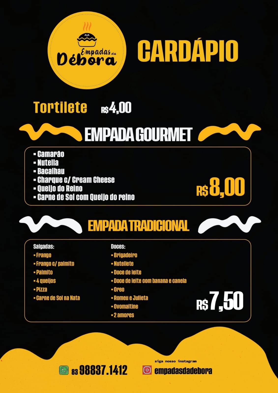 Empadas da Débora cardápio