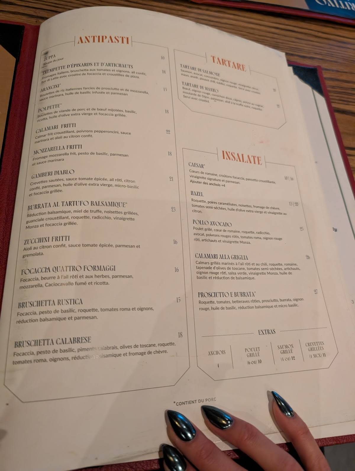 Menu de Enoteca Monza Pizzeria Moderna
