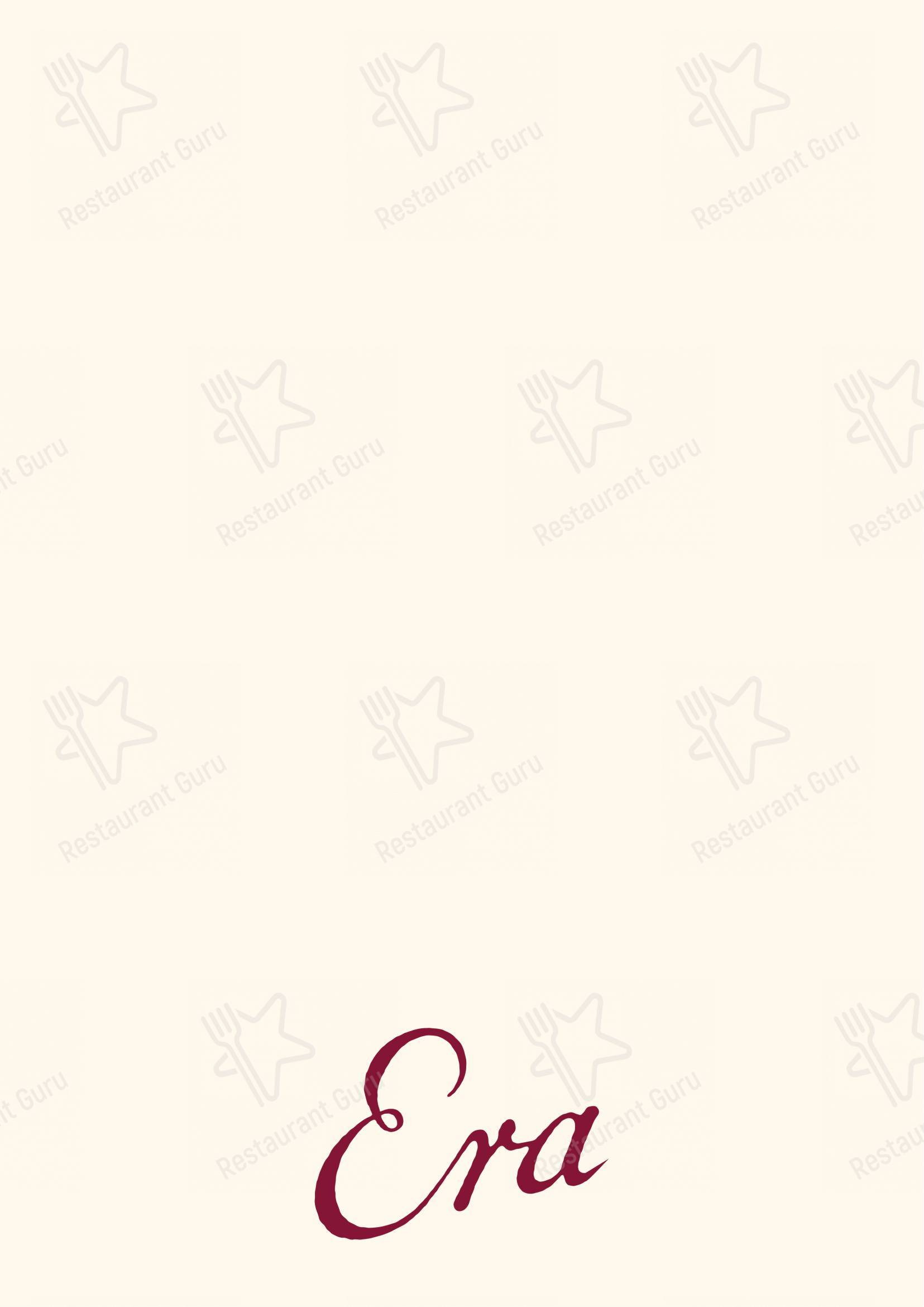 Menu bar for the Era pub & bar