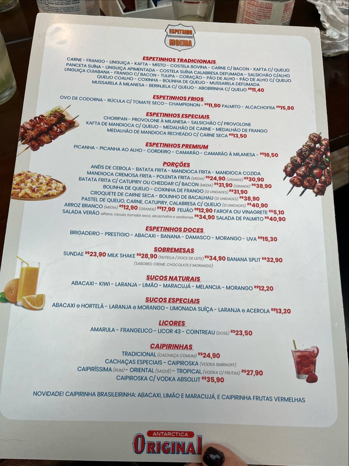 Espetinho Moema cardápio