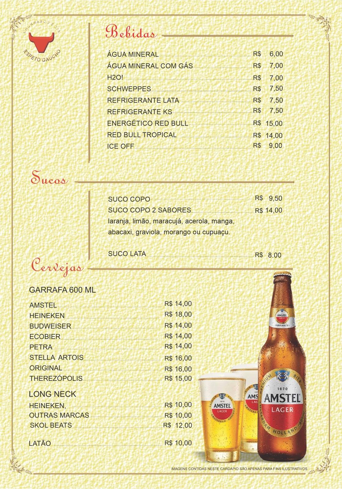 Espeto Gaúcho cardápio