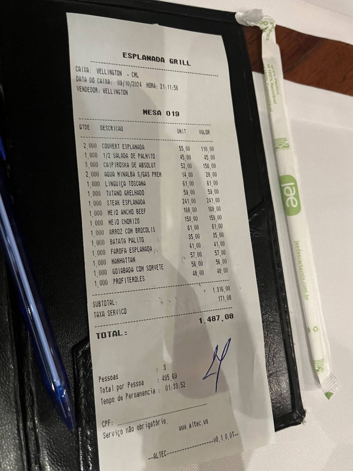 Esplanada Grill cardápio