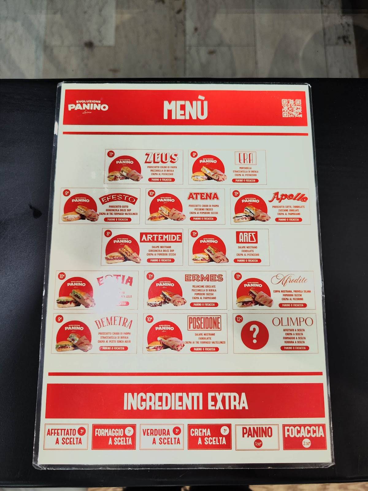 Menu di Evoluzione Panino 