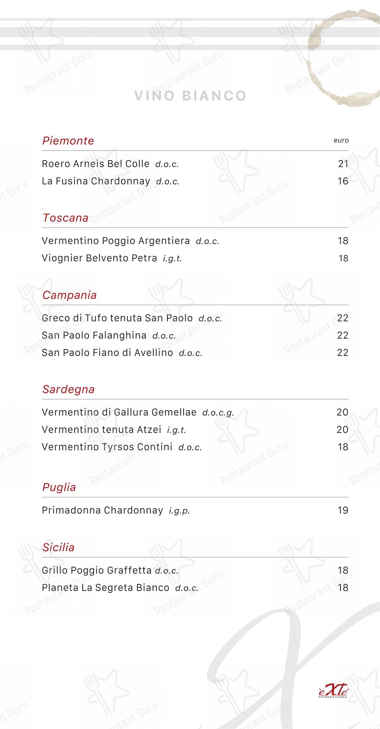 Menu di Extè - Menu