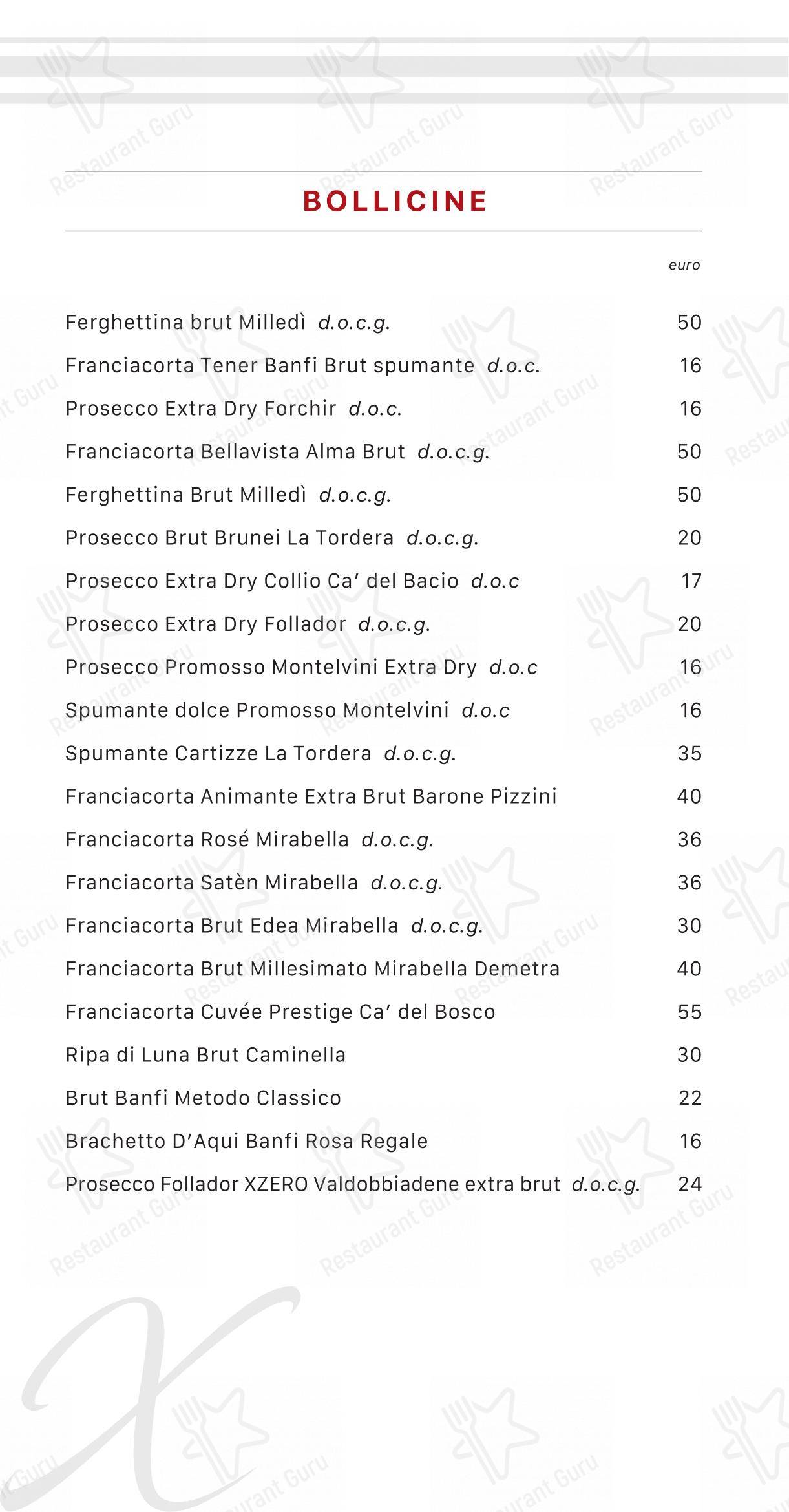 Menu per Extè ristorante