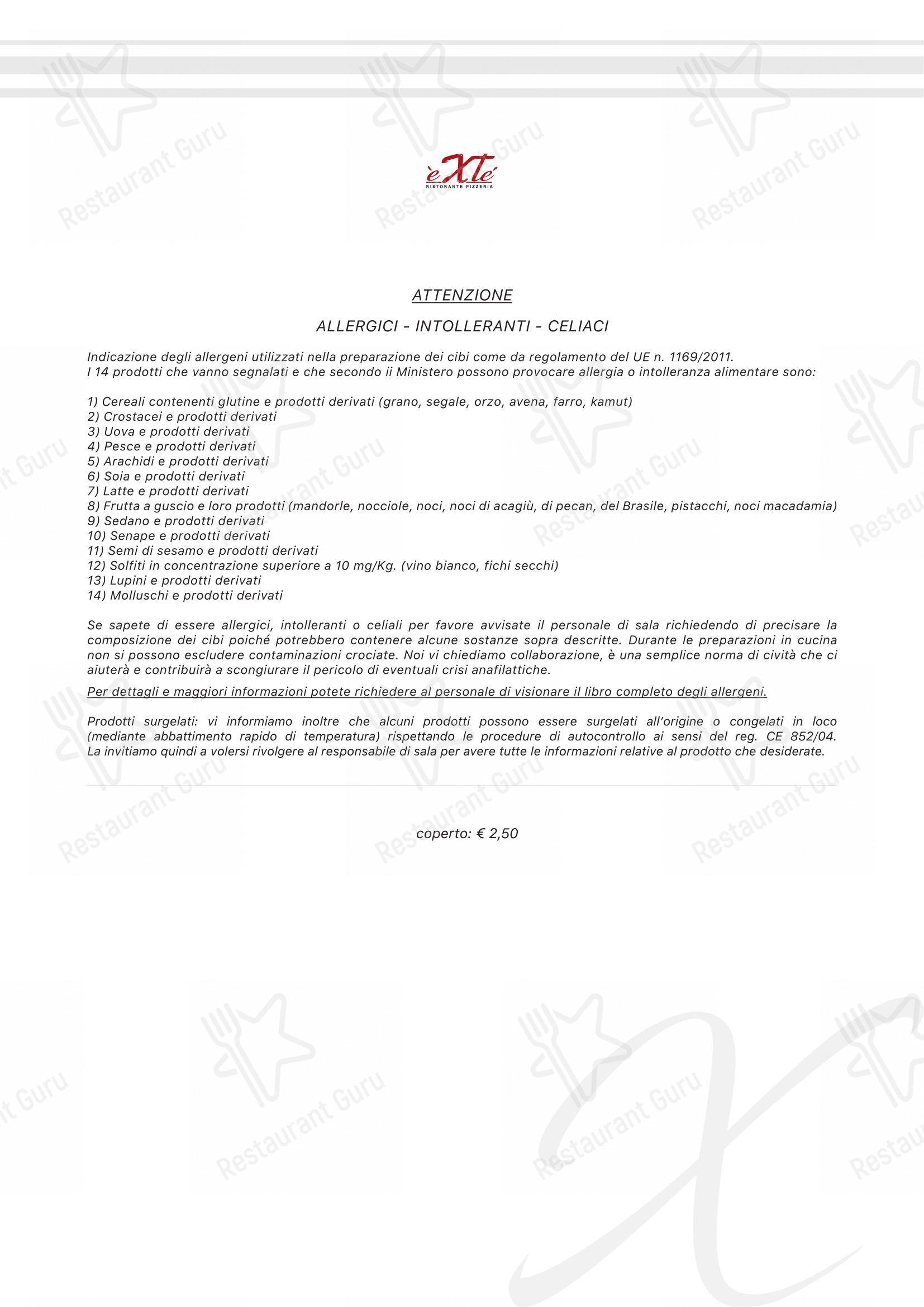 Menu per Extè in Zanica