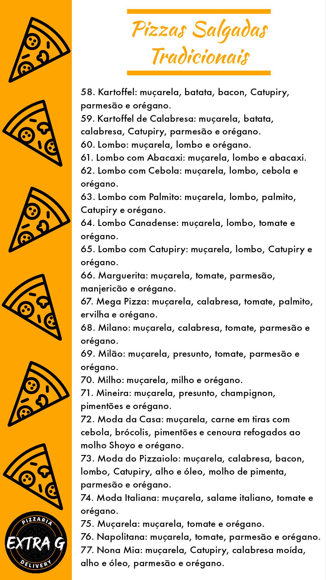 Pizzaria Extra G cardápio