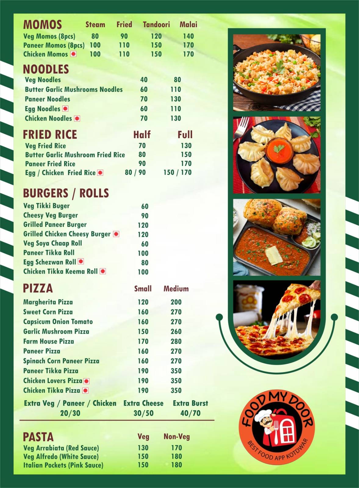 FOODMYDOOR - Best food restaurant in kotdwar menu