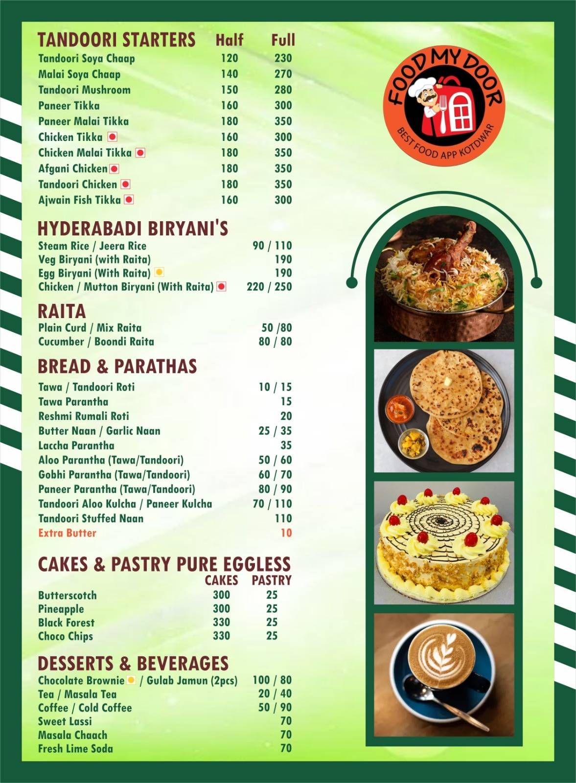 FOODMYDOOR - Best food restaurant in kotdwar menu