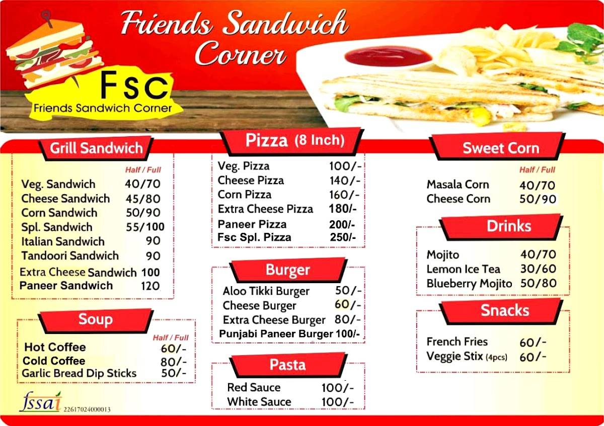 FSC Friends Sandwich Corner menu