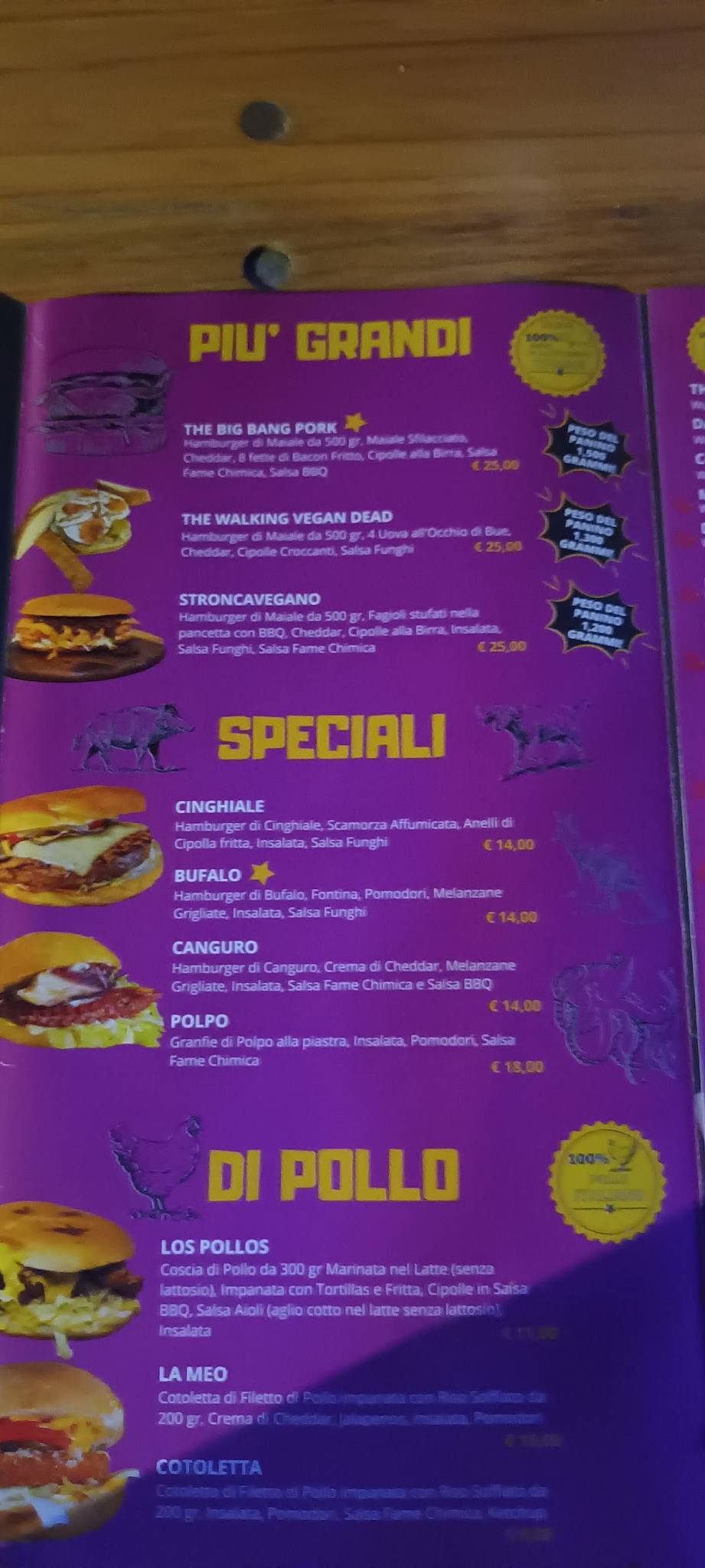 Menu di Fame Chimica Elba 