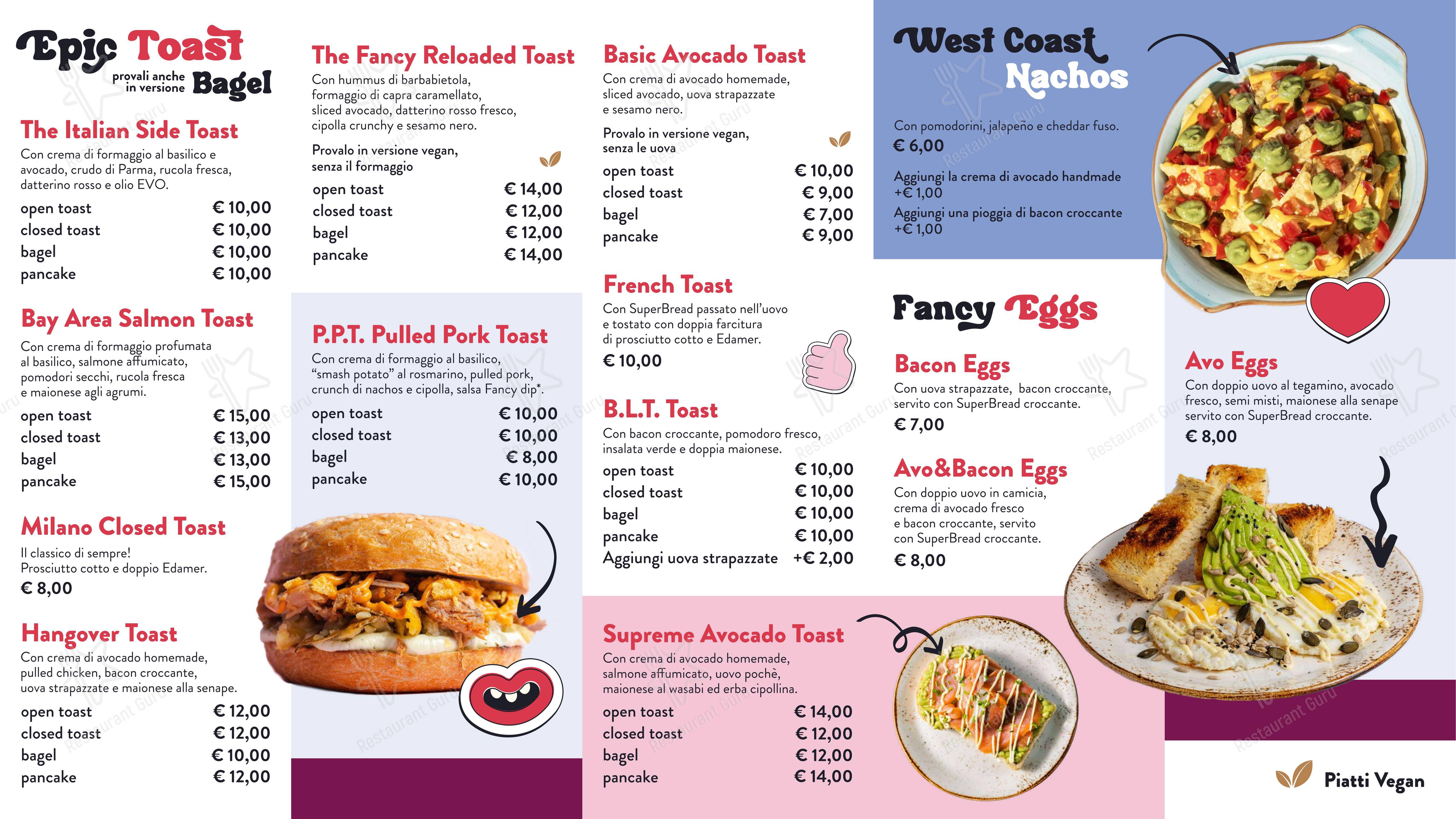 菜单 per Fancytoast Bicocca ristorante